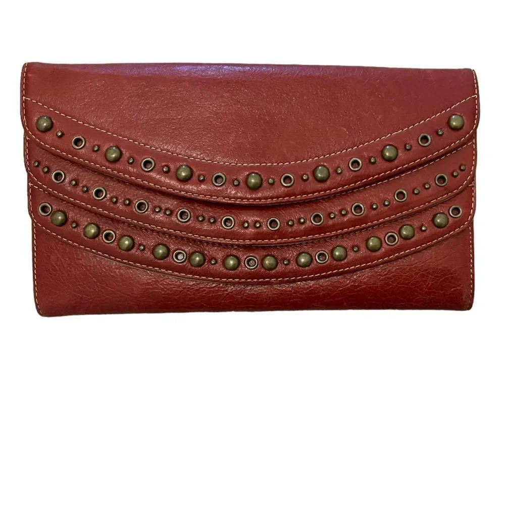 New Nordstrom red leather clutch
